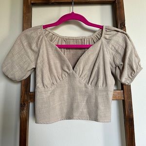 Puff Sleeve Sweetheart Neckline Crop Top